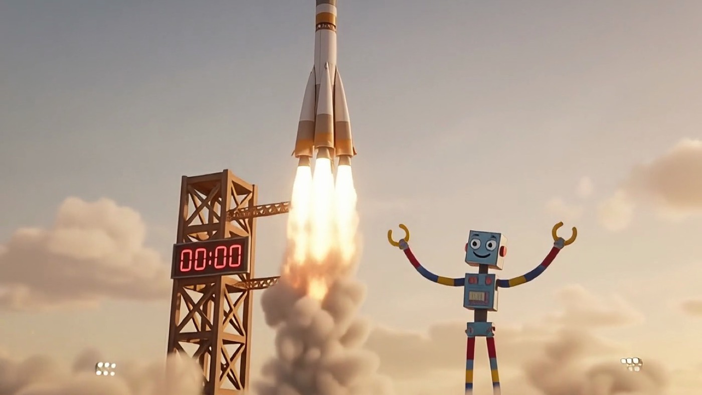 The rocket lifting off.